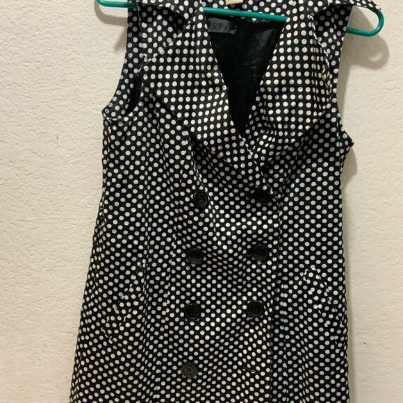 Vertigo Paris - Vintage Black and White Pinafore Tie Front Mini Dress size M - Picture 9 of 10